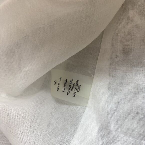 Calvin Klein Dress Women 14 White Eyelet Adjustable Waist Midi Cotton Tassels - Picture 6 of 14